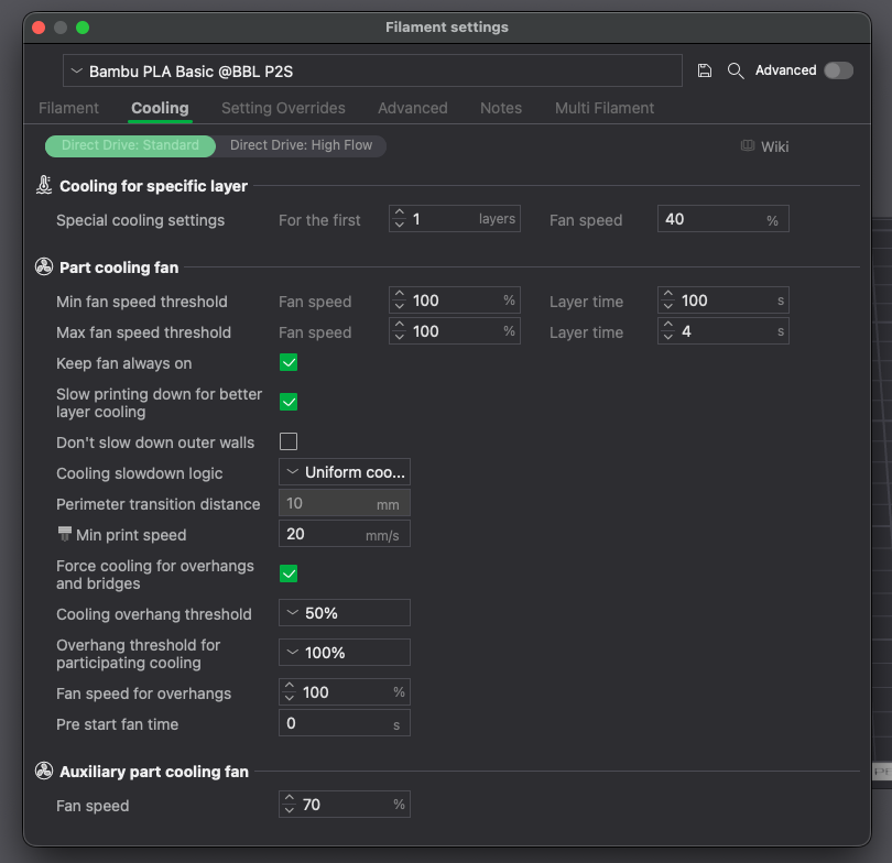 Default P2S PLA Basic cooling settings